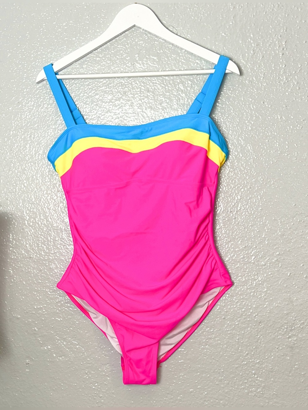 WOMENS Colorblock One-Piece Swimsuit - Pink, Blue & Yellow LRG